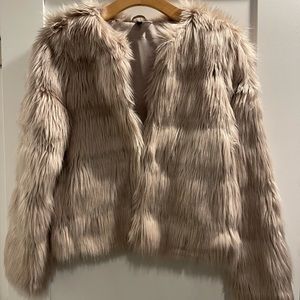 Women’s blush faux fur shag jacket